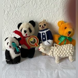 Wool pandas & bear & sheep Christmas decorations